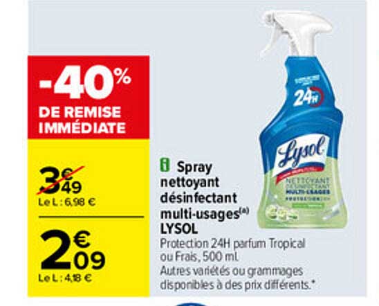 spray nettoyant désinfectant multi-usages lysol
