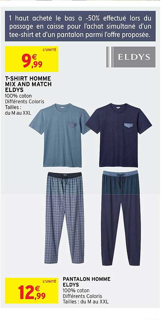 t-shirt homme mix and match eldys, pantalon homme eldys