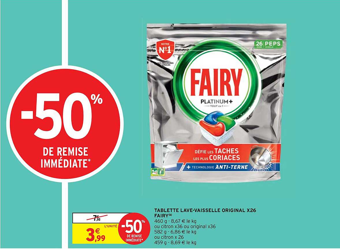 tablette lave-vaisselle original x26 fairy