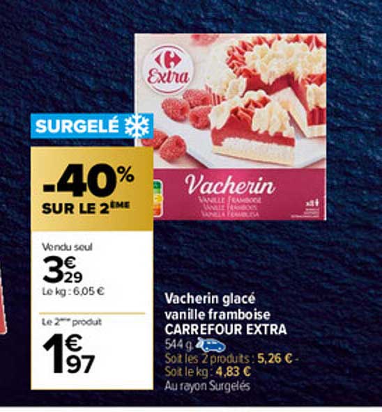 vacherin glacé vanille framboise carrefour extra