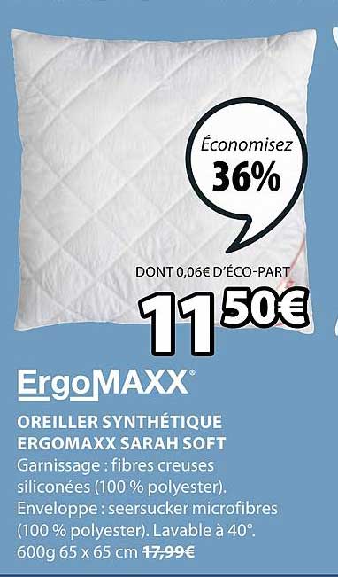 oreiller synthétique ergomaxx sarah soft
