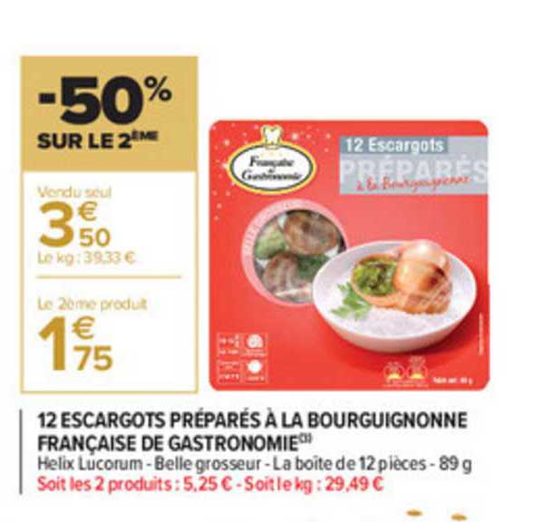 12 escargots préparés à la bourguignonne française de gastronomie