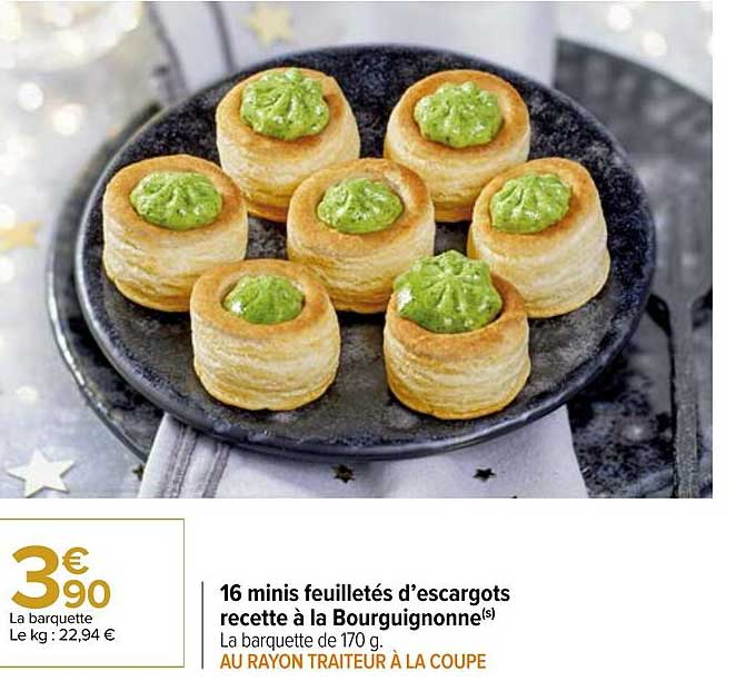 16 minis feuilletés d'escargots recette à la bourguignonne