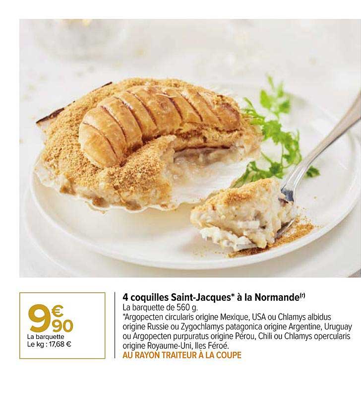 4 coquilles saint-jacques à la normande