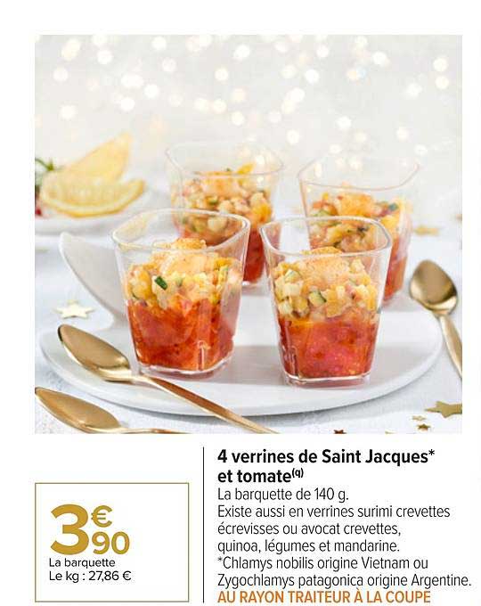 4 verrines de saint jacques et tomate
