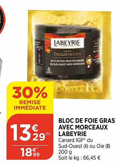 Bloc De Foie Gras Avec Morceaux Labeyrie 30% De Remise Immédiate