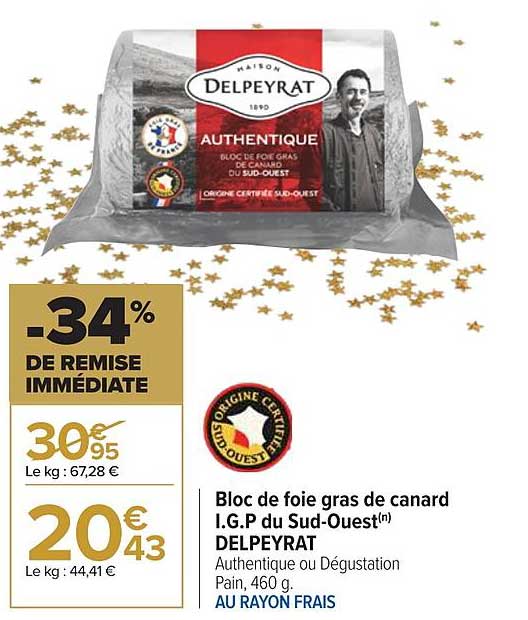 bloc de foie gras de canard i.g.p du sud-ouest delpeyrat