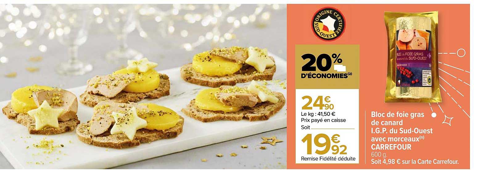 bloc de foie gras de canard i.g.p. du sud-ouest avec morceaux