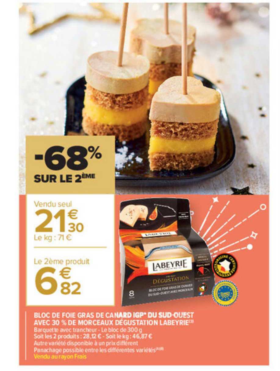 bloc de  foie gras de canard igp du sud-ouest avec 30% de morceaux dégustation labeyrie