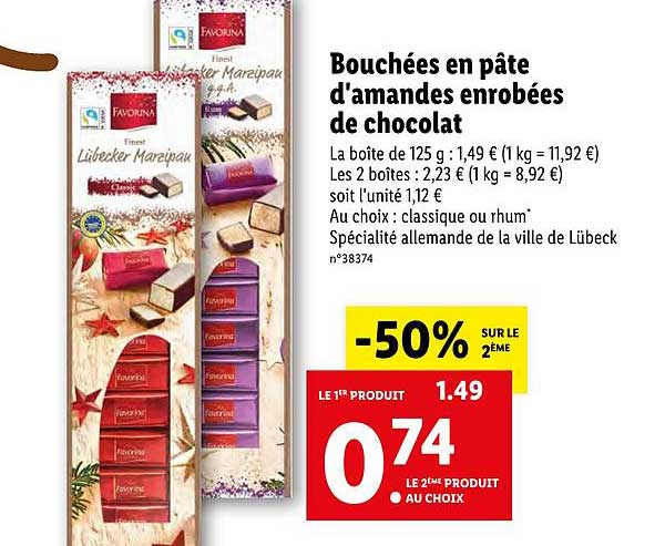 bouchées en pâte d'amandes enrobées de chocolat favorina