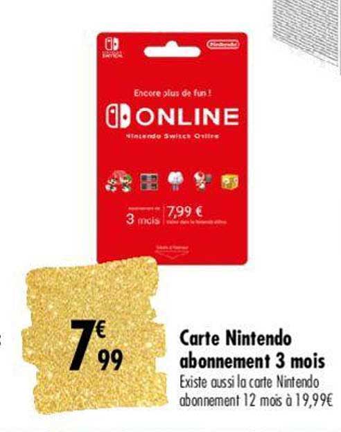 carte nintendo abonnement 3 mois