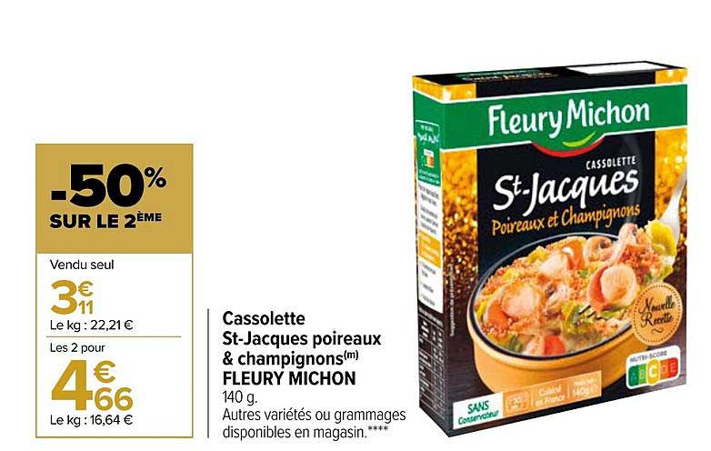 cassolette st-jacques poireaux & champignons fleury michon