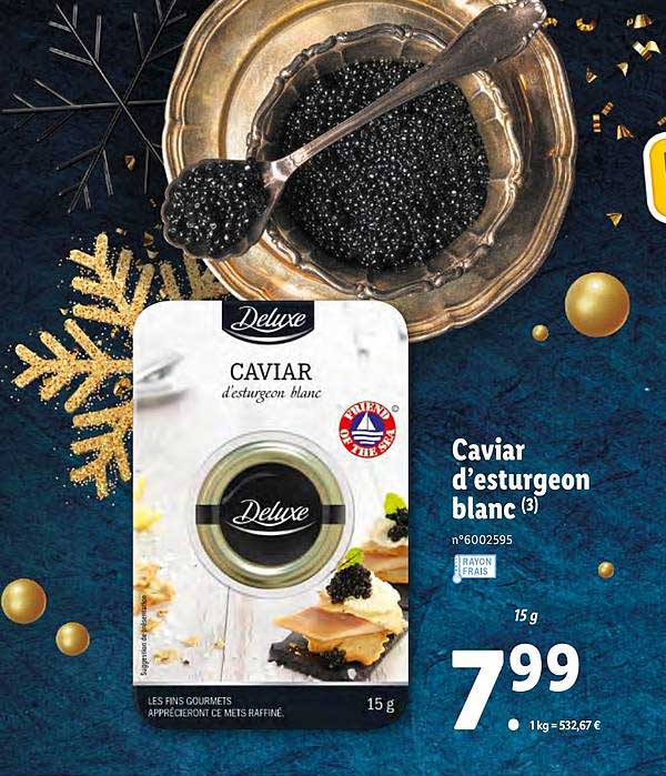 caviar d'esturgeon blanc deluxe