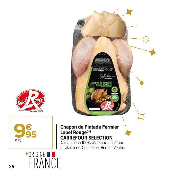 chapon de pintade fermier label rouge carrefour selection