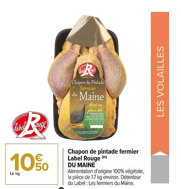 chapon de pintade fermier label rouge du maine