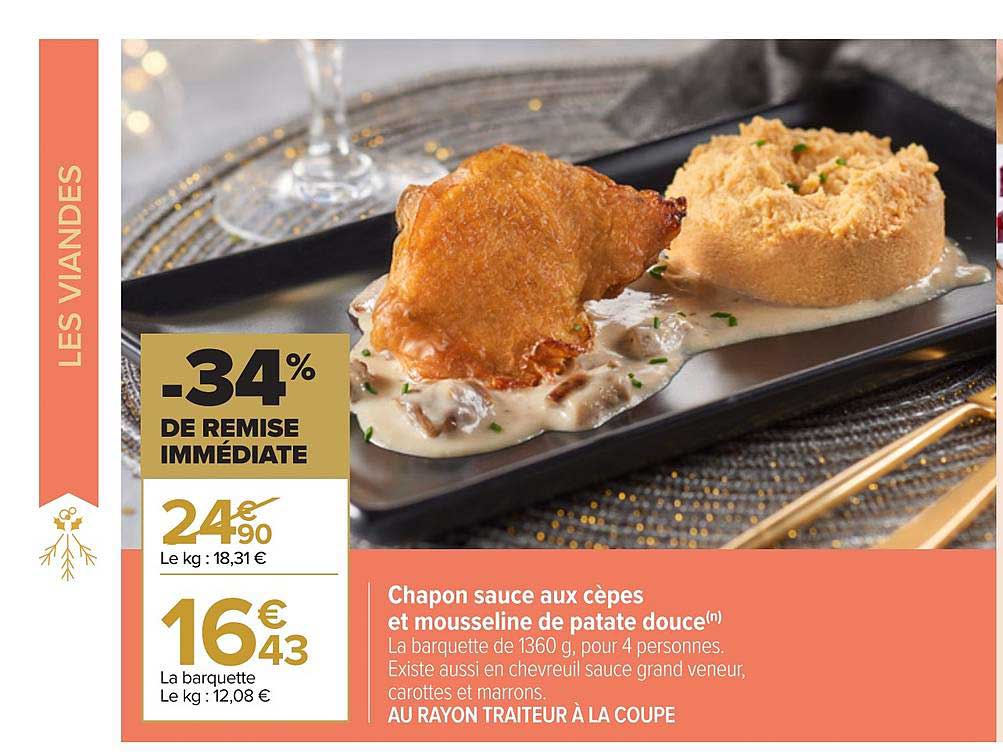 chapon sauce aux cèpes et mousseline de patate douce