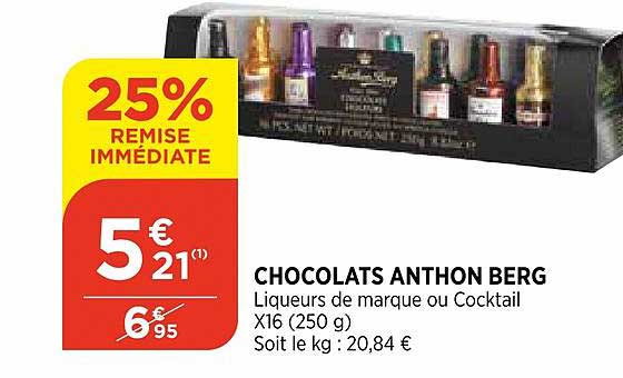 chocolats anthon berg 25% de remise immédiate