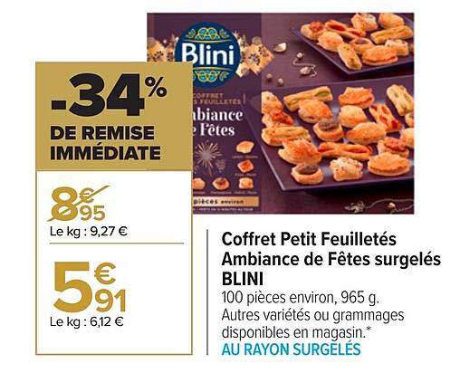 coffret petit feuilletés ambiance de fêtes surgelés blini