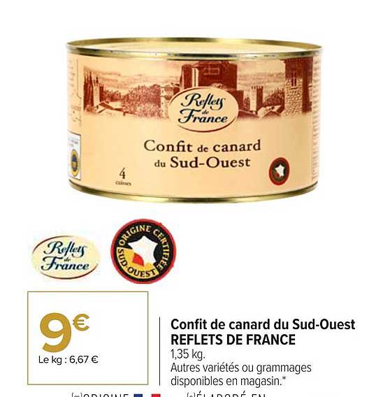confit de canard du sud-ouest reflets de france