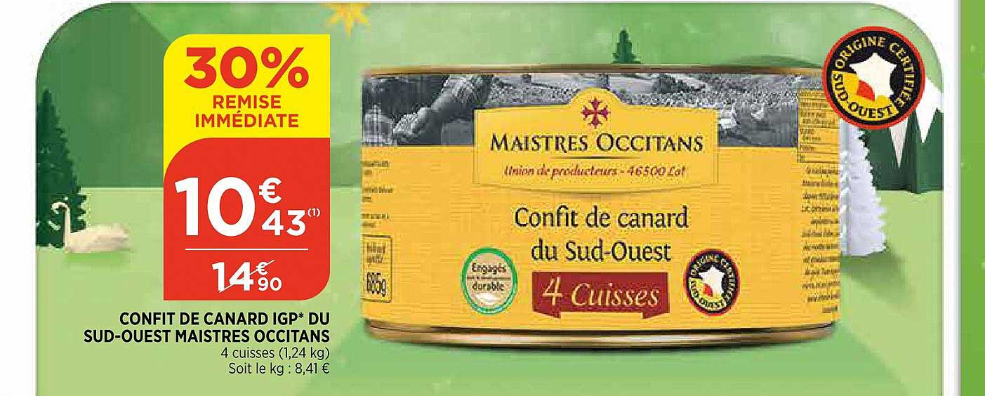 confit de canard igp du sud ouest maistres occitans 30% de remise immédiate
