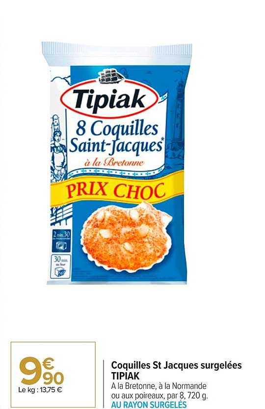 coquilles st jacques surgelées tipiak