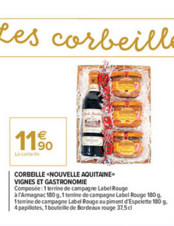 corbeille «nouvelle aquitaine» vignes et gastronomie