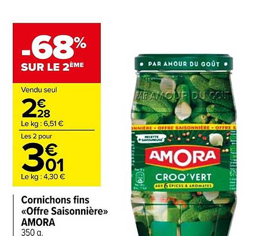 Cornichons Fins «offre Saisonnière» Amora