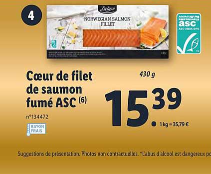 Cœur De Filet De Saumon Fumé Asc Deluxe