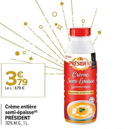 crème entière semi-épaisse président