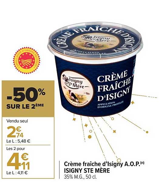 crème fraîche d'isigny a.o.p. isigny ste mère