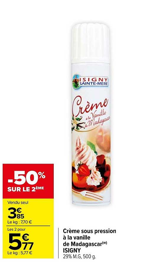 crème sous pression à la vanille de madagascar isigny