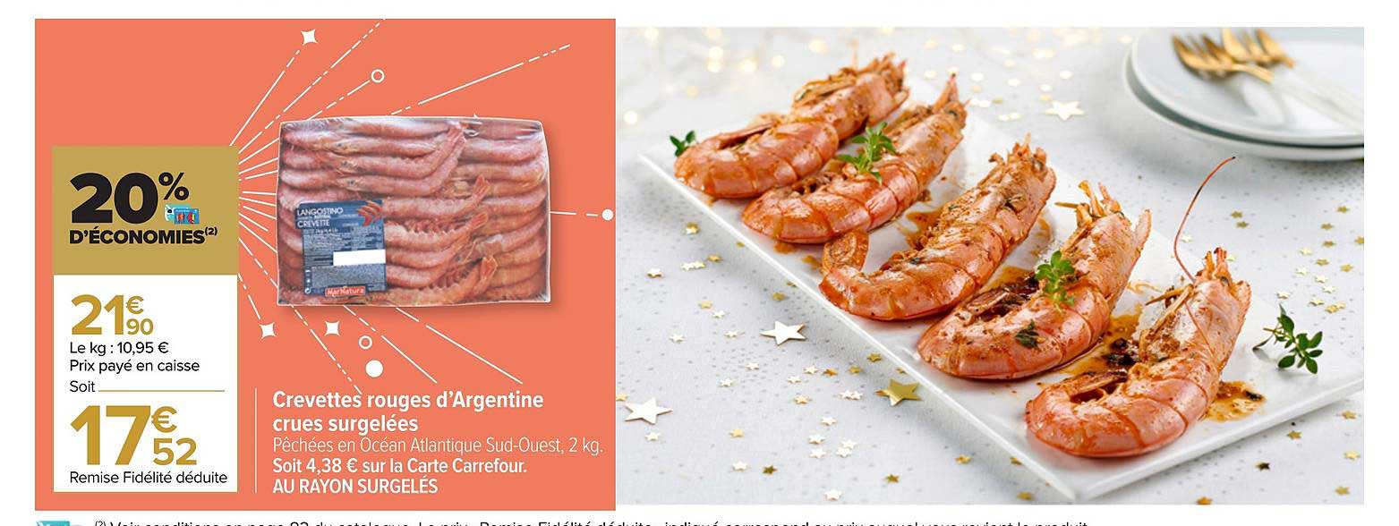 crevettes rouges d'argentine crues surgelées