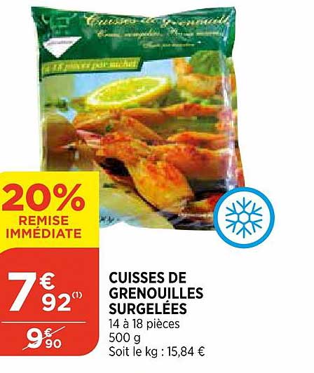 cuisses de grenouilles surgelées 20% de remise immédiate