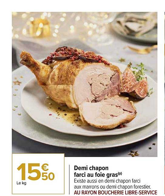 demi chapon farci au foie gras