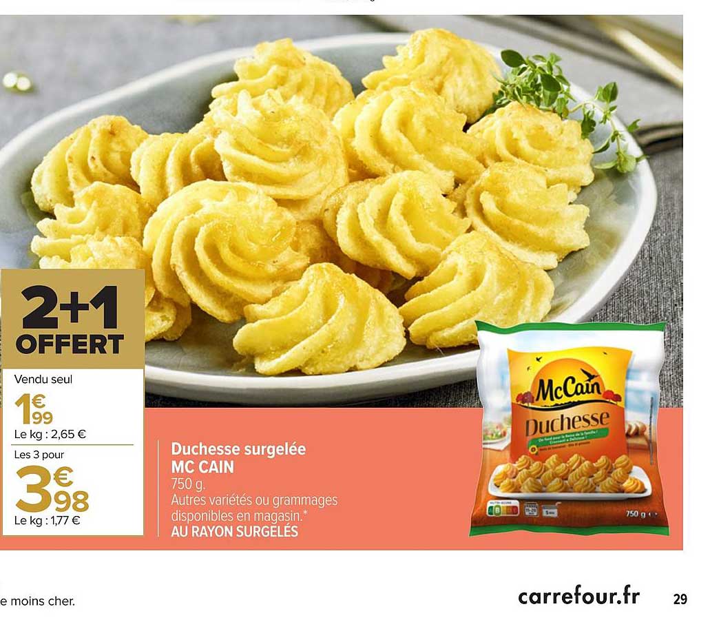 duchesse surgelée mc cain