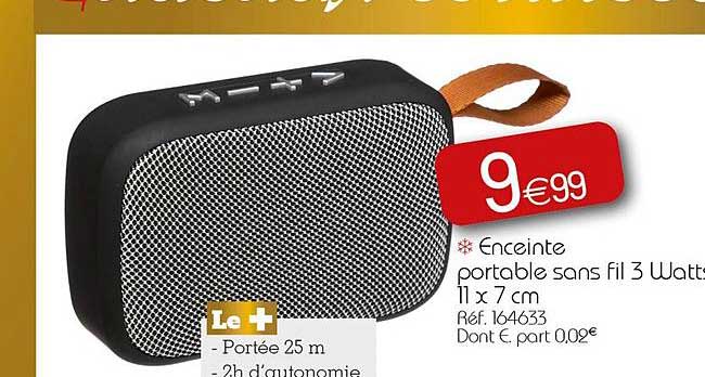 enceinte portable sans fil 3 watts 11 x 7 cm