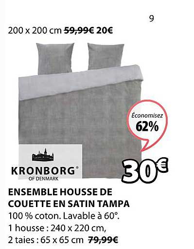 ensemble housse de couette en satin tampa kronborg of denmark