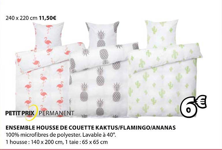 ensemble housse de couette kaktus flamingo ananas