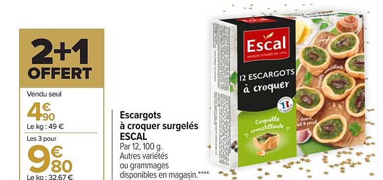 escargots à croquet surgelés escal