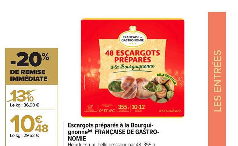 escargots préparés à la bourguignonne française de gastronomie