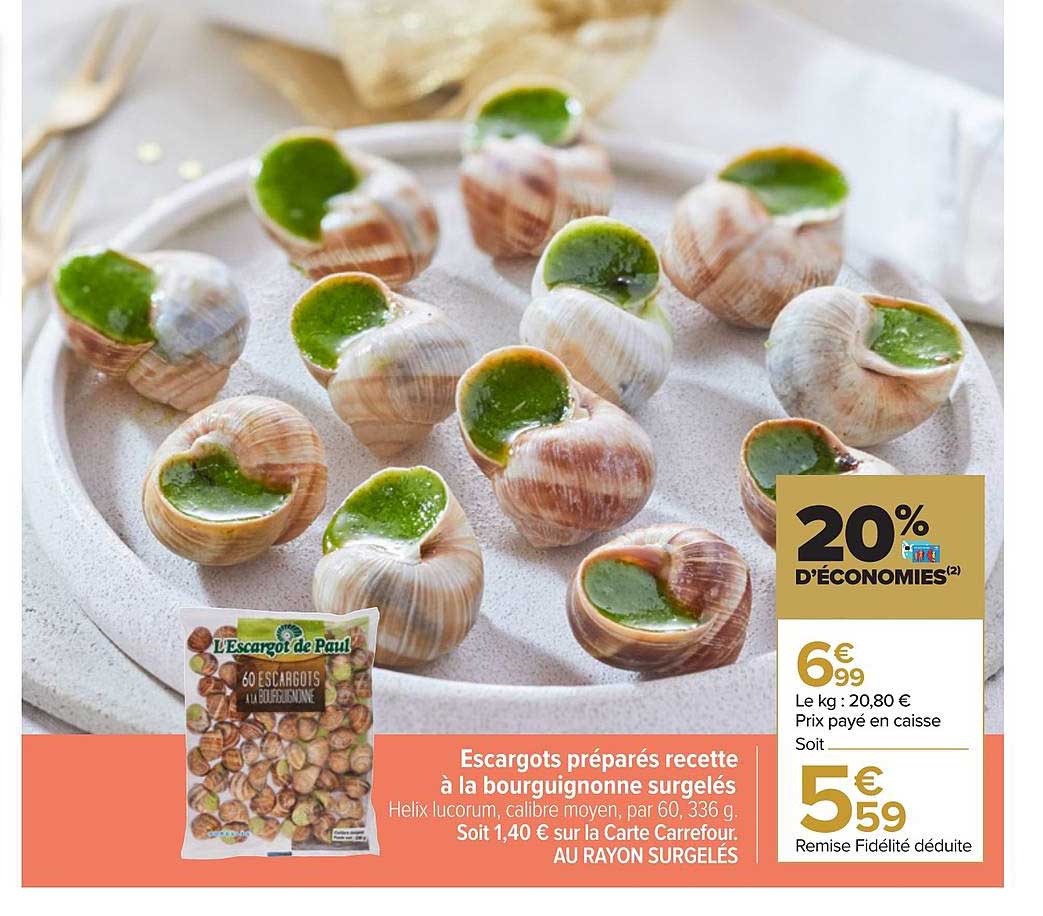 escargots préparés recette à la bourguignonne surgelés
