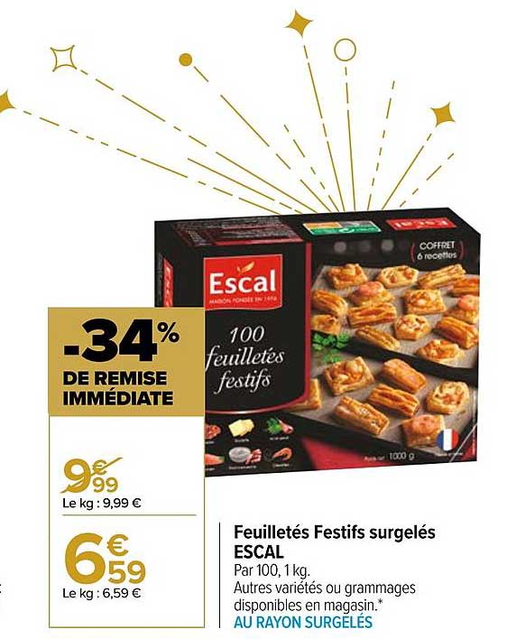 feuilletés festifs surgelés escal