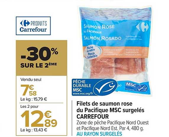 Filets De Saumon Rose Du Pacifique Msc Surgelés Carrefour