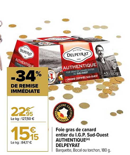 foie gras de canard entier du i.g.p. sud-ouest authentique delpeyrat
