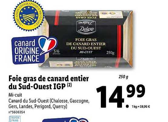 foie gras de canard entier du sud-ouest igp deluxe