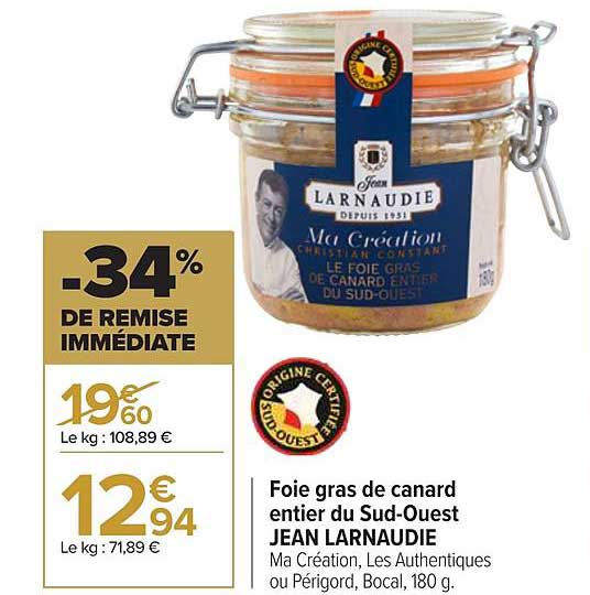 foie gras de canard entier du sud-ouest jean larnaudie