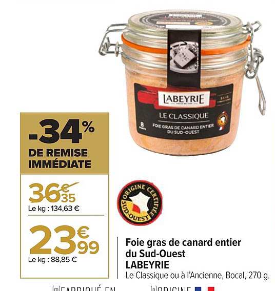 foie gras de canard entier du sud-ouest labeyrie