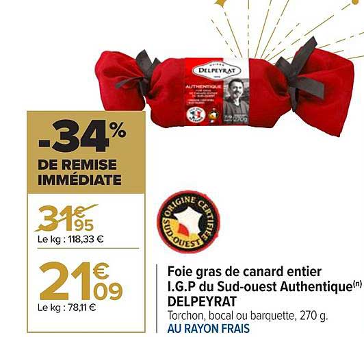 foie gras de canard entier i.g.p du sud-ouest authentique delpyrat
