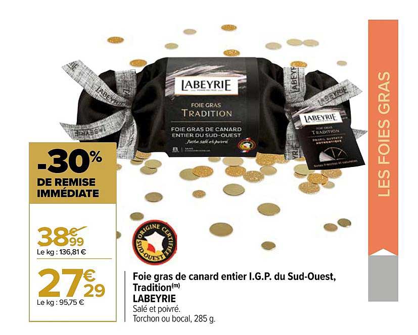 foie gras de canard entier i.g.p. du sud-ouest, tradition labeyrie