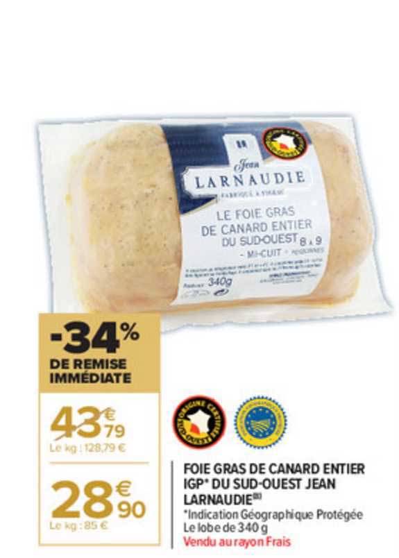 foie gras de canard entier igp du sud-ouest jean larnaudie